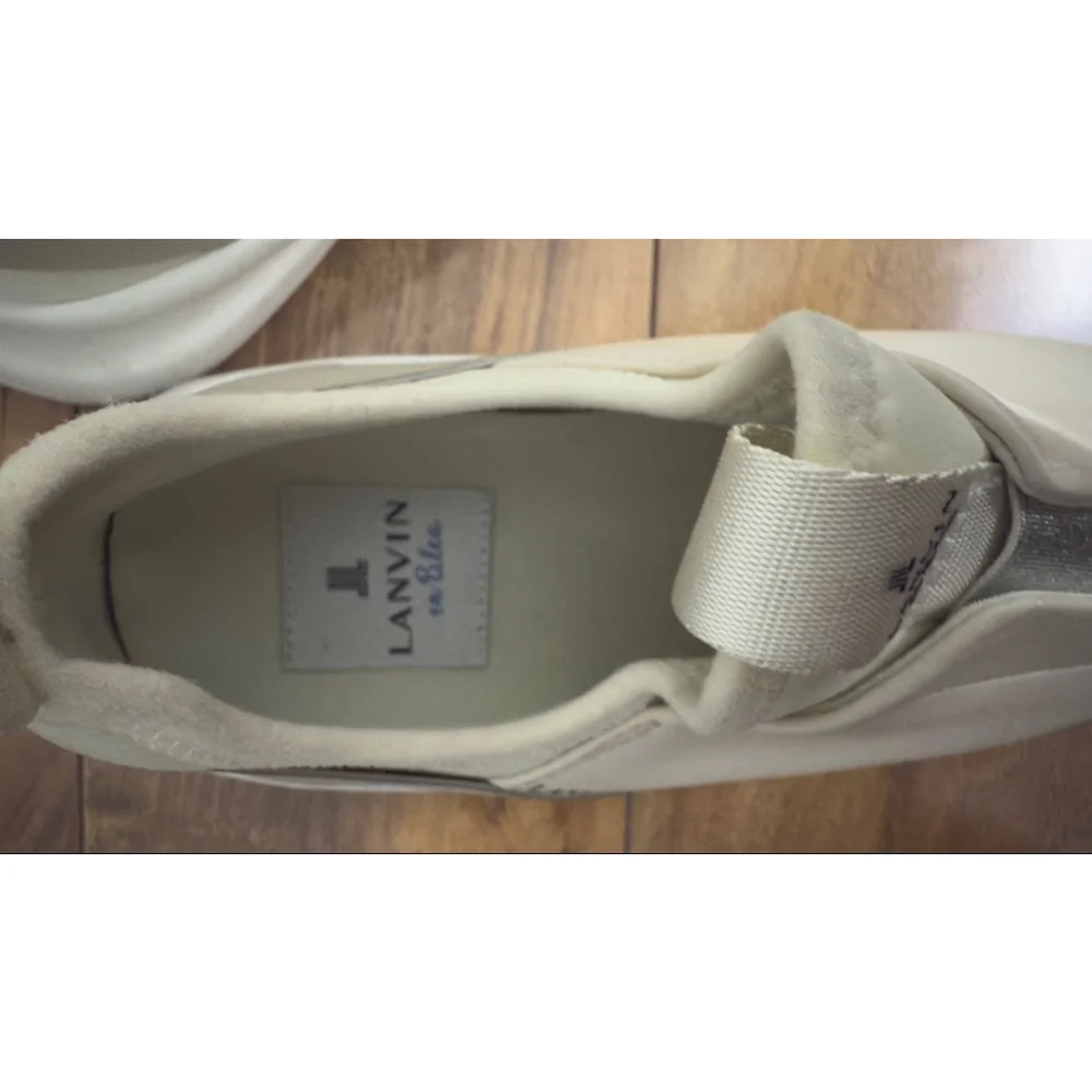 Women's LANVIN en Bleu Beige Silver Slip-On Sneakers US 5.5 - Picture 6 of 8